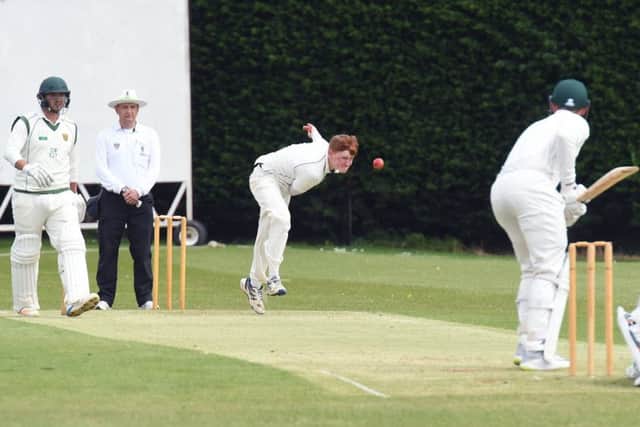 Mason Mansfield's late burst brought him four wickets and checked Grantham's progress EMN-180514-095125002