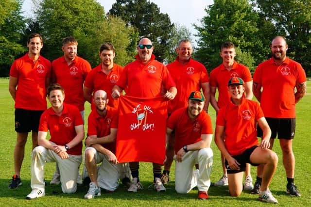Market Rasen and Louth RUFC Cricket Team with their new shirts, sponsored by Tony Bell of Parallel Flooring Accessories, Adam Dearden of Warren Vale Construction, and Chris Janney, MD of Strappa Inc. From left, back  Will Pridgeon, Tom Stephens, Ryan Jordan, Chris Janney (capt), Sam Burgess, Spencer Holvey, Ernest Thompson; front  Billy Fenwick, Jim Bemrose, Meehal Grint, Connor Janney EMN-180514-121814002