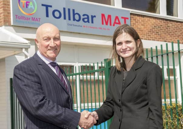 New Principal of Somercotes Academy Frances Green with Tollbar MAT Chief Executive David Hampson.
