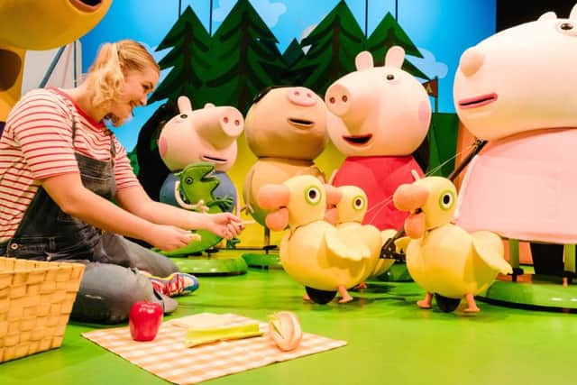Peppa Pig's Adventure - Daisy (Bronte Tadman),George Pig, Pedro Pony, Peppa PIg and Suzy Sheep (c) Dan Tsantilis EMN-180518-084534001