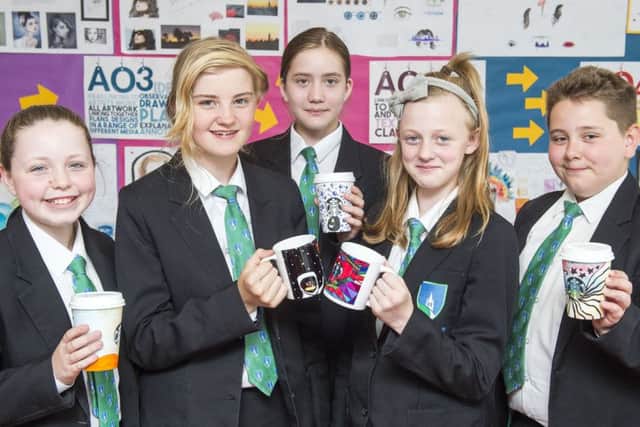 Louth Academy:
Design a coffee cup.
(l-r) Betty Baker, Amelie Ruskin, Megan Bates, Lisa Campbell, Lewis Huard.