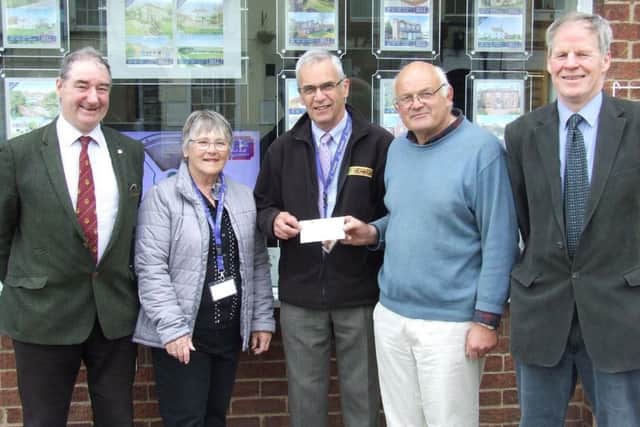 From left Mr Bell, Mrs and Mrs Charlton from Lincolnshire and Nottinghamshie Air Ambulance, chairman Mr Harrison and secretary Mr Evison. EMN-180521-122504001
