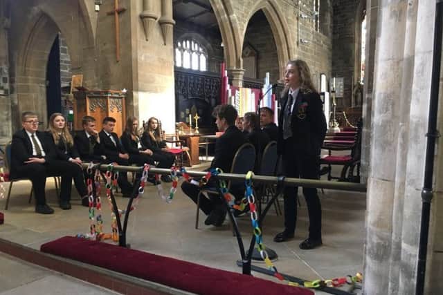 Banovallum Students performing at St Mary's Church, in Horncastle. EMN-180518-130816001