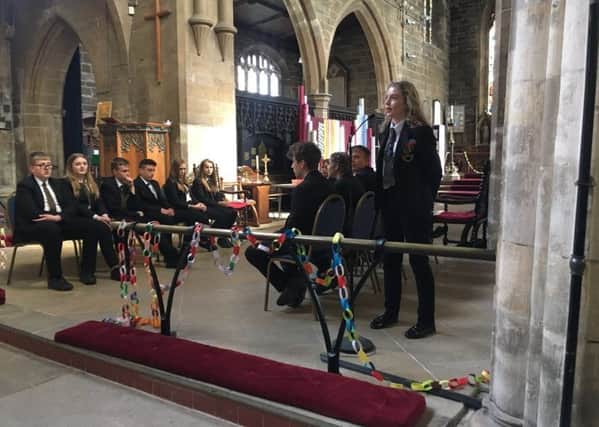 Banovallum Students performing at St Mary's Church, in Horncastle. EMN-180518-130816001