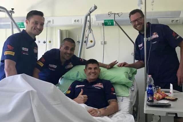 Rasen-based Aussie Jason OHalloran gives fans the thumbs up from his hospital bed EMN-180521-131153002