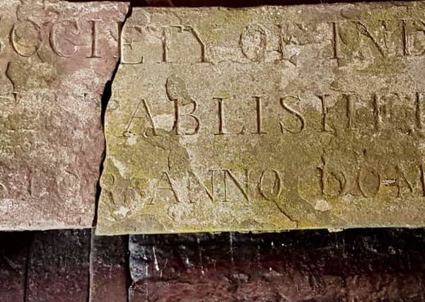 Part of the Caistor Workhouse foundation stone EMN-180521-174208001