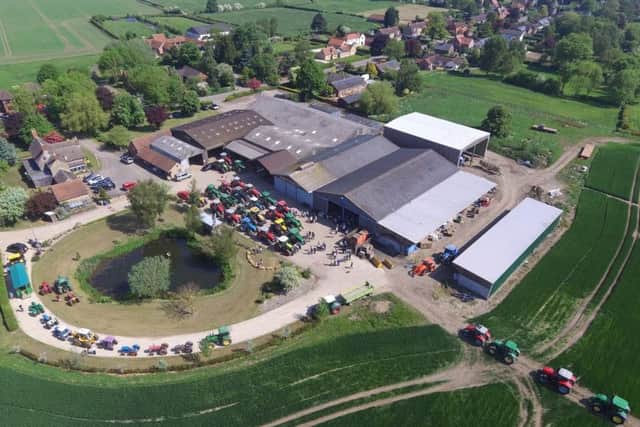 Aerial view of the tractors lining up at Manor Farm (photo supplied)
