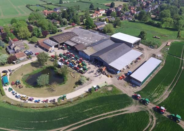 Aerial view of the tractors lining up at Manor Farm (photo supplied)