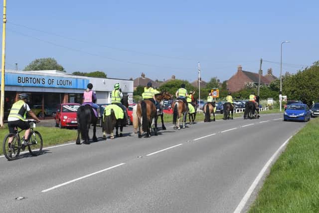 Horse riders participating in Pass Wide And Slow campaign at Louth.