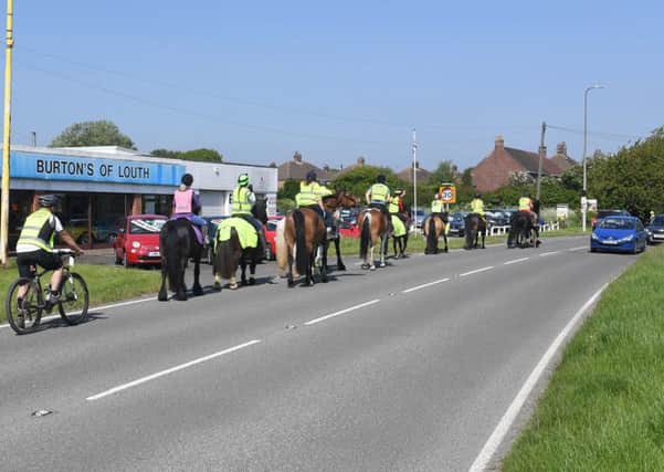 Horse riders participating in Pass Wide And Slow campaign at Louth.