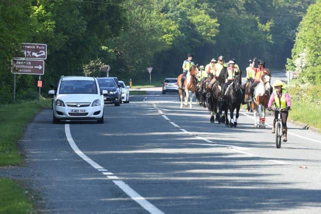 Horse riders participating in Pass Wide And Slow campaign at Louth.