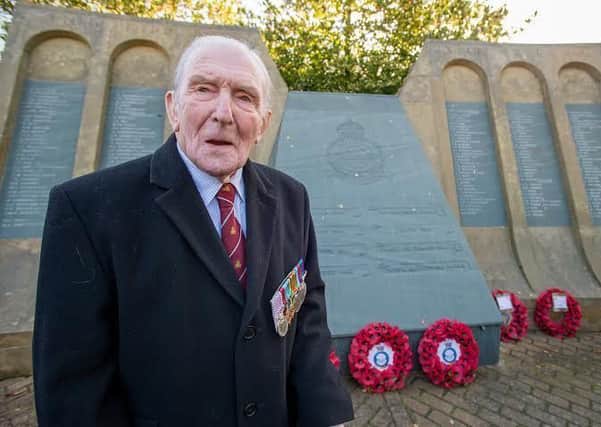HERO:  The last surviving British Dambuster, George Johnny Johnson, attended the unveiling of the memorial in Woodhall Spa. Picture: John Aron.