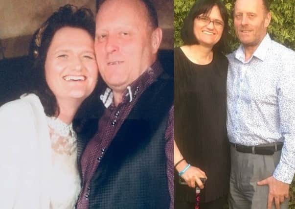 Anne-Marie and Nigel Stephenson before (left) and after their weight-loss