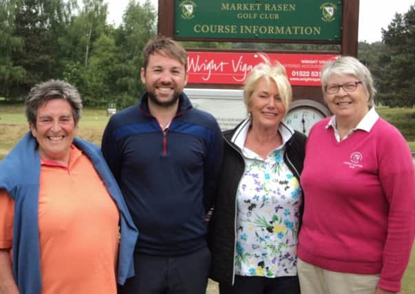 Market Rasen professional Dan Clarke with, from left, Jenny Brundle, Kim Robinson and Ann Todd who finished second at the Lincs PGA pro-am tournament EMN-180525-120516002