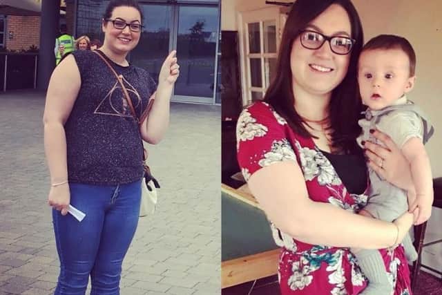 Ashleigh OKeefe pictured before and after her weightloss and has just finished her training to become a Weight Watchers coach.