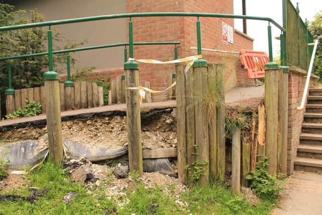The damage caused to the wheelchair ramp back in December 2017.