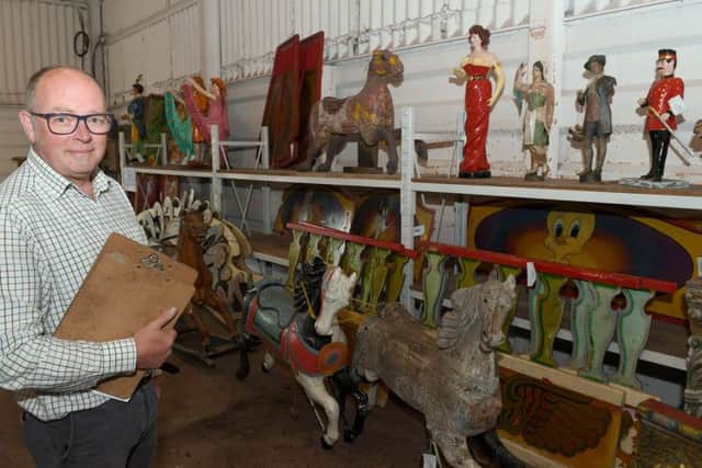 Auction of unusual fairground and steam engine machinery at Rundle, New Bollingbroke. Director of Cheffins actioneers, Jeremy Curzon. EMN-180106-155045001