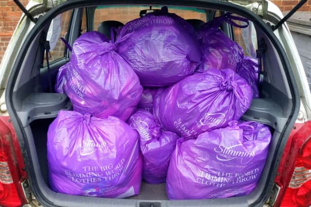 Some of the clothes donated by Horncastles very own super slimmers to raise money for  cancer charity