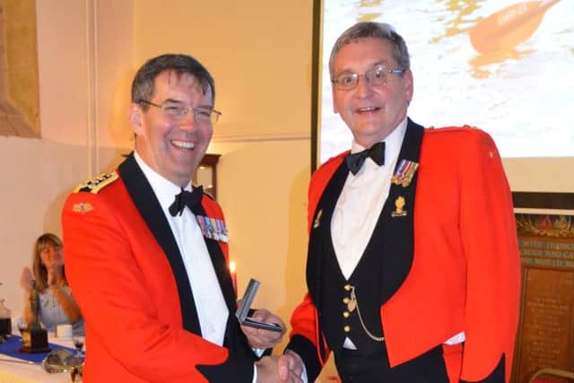 Lt Col Ray Ogg, right, receiving his 5th bar EMN-180626-065720001