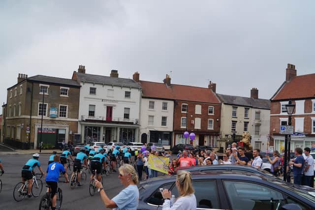 Cyclists arrive at Caistor