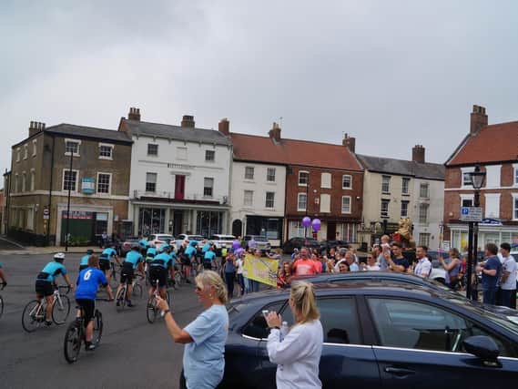 Cyclists arrive at Caistor