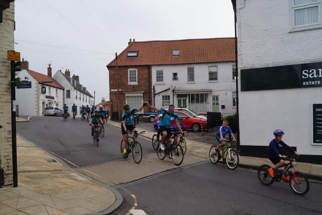 Cyclists arrive at Caistor