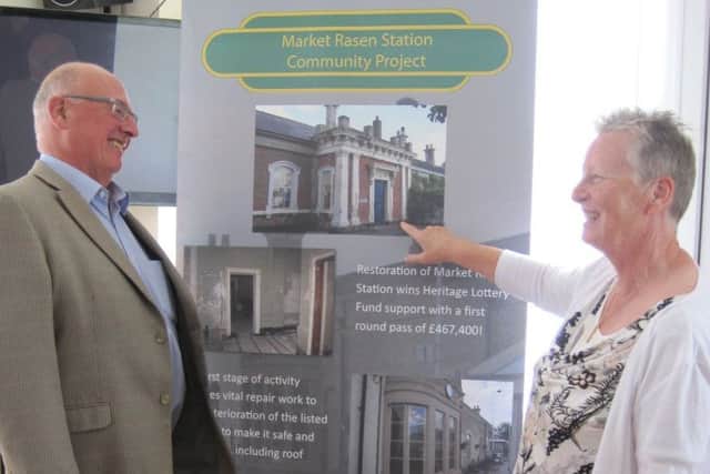 Hazel Barnard spoke to Market Rasen Rotarians about the town's station project. Also pictured is Rotary President Tony Maund EMN-180625-092508001