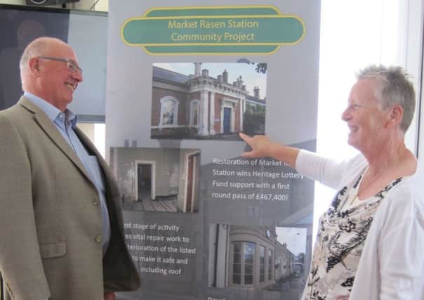 Hazel Barnard spoke to Market Rasen Rotarians about the town's station project. Also pictured is Rotary President Tony Maund EMN-180625-092508001