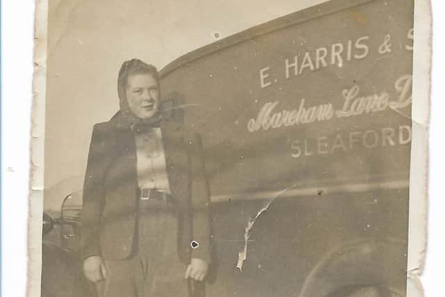 Doris Eaton (nee Harris) with a vehicle from the family business. EMN-180619-132847001