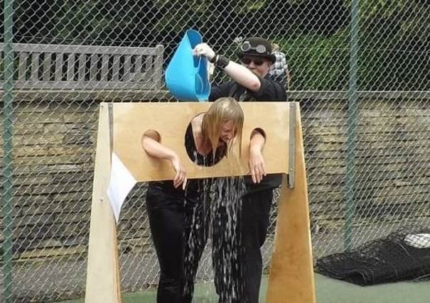 Coun Sarah Dodds (pictured) was thoroughly splashed at the fun day on Saturday. Councillors Ros Jackson, Dan Turner, Lesley Harrison-Wiseman, Sue Crew, and project leader Adrian Beech also took turns to be splashed!