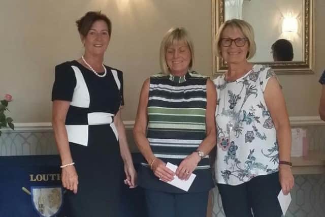 Invitation Day winners Julie Atkinson and Dawn Simpson with lady captain Pam Hayden EMN-180628-124910002