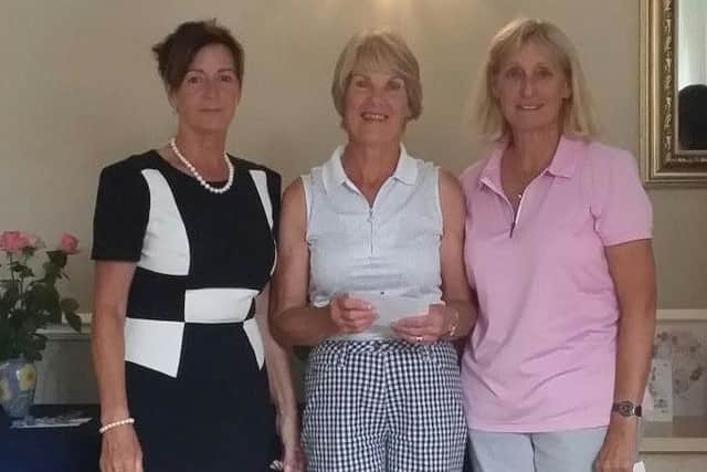Runners-up Janet Ablott and Sandra Dean with Pam Hayden EMN-180628-124921002
