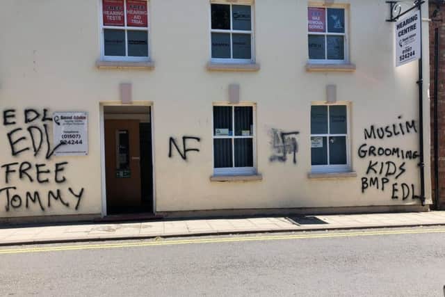 Some of the graffiti in Horncastle (Thursday).