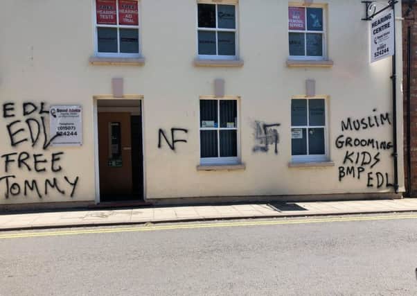 Some of the graffiti in Horncastle (Thursday).
