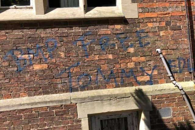 Images of the graffiti in Horncastle today (Thursday).