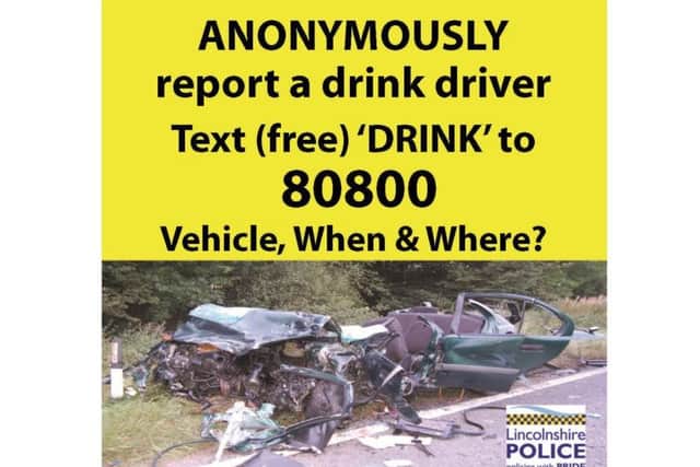 A poster highlighting the text service for the summer drink and drug driving campaign in Lincolnshire. EMN-180628-171711001