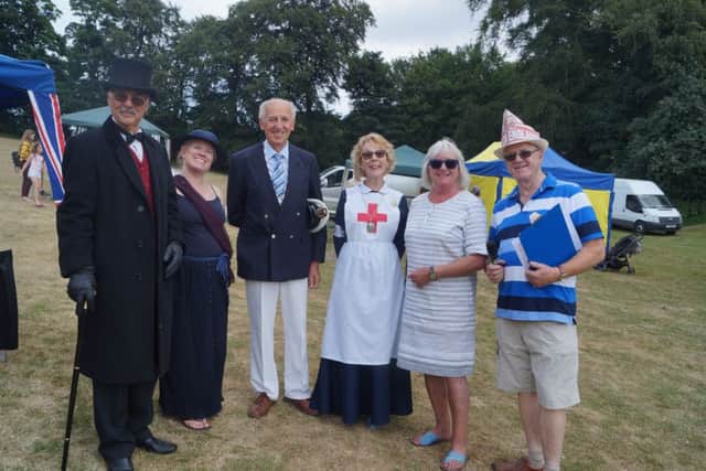 Mayor Alan Somerscales officially opened the event: pictured with event compere Mike Stopper, CG secretary Louise Tuck, mayoress Gill Somerscales, Carol Mackenzie and event compere William Smith.