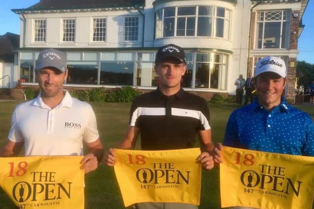 Turner flanked by fellow qualifiers Oliver Wilson (left) and Rhys Enoch EMN-180907-102832002