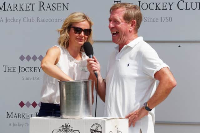 Racecourse director Sue Lucas with racing pundit and commentator Derek Thomson EMN-180907-170506002