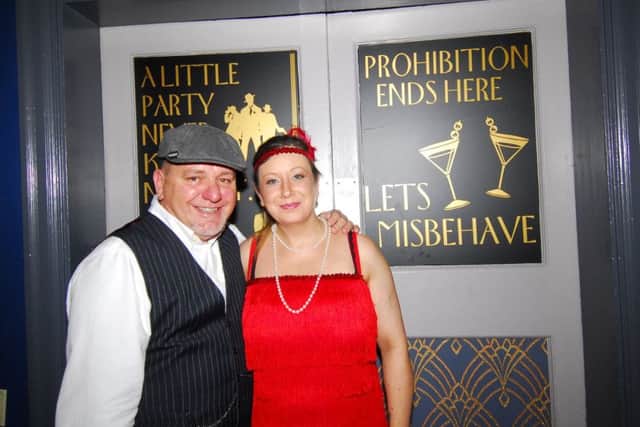 Partners Rik Thomas and Nikki Wakelen-Ball celebrate the opening night of their new 1920s style bar - Prohibition, in Sleaford. EMN-180907-192517001