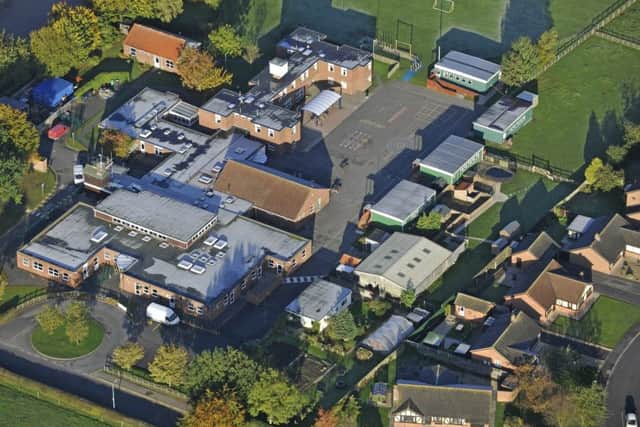 An aerial view of St Lawrence School, in Bowl Alley Lane, Horncastle. EMN-181007-090849001
