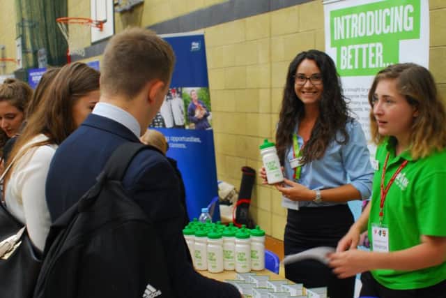 Students chat about opportunities with staff from GLL which runs libraries in the county and public leisure contracts in North Kesteven. EMN-180716-002734001
