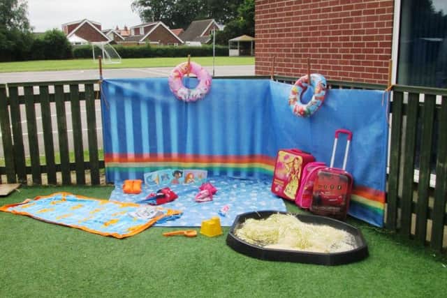 Part of the outdoor learning area at the Ladybirds Preschool in Keelby.