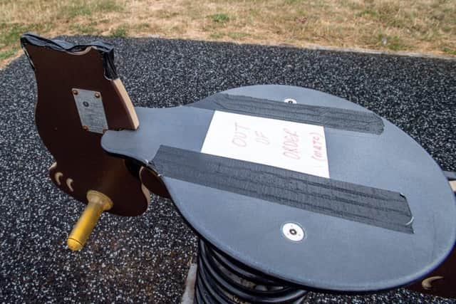 The damage to play equipment at Bell Playing Field. EMN-180723-163708001