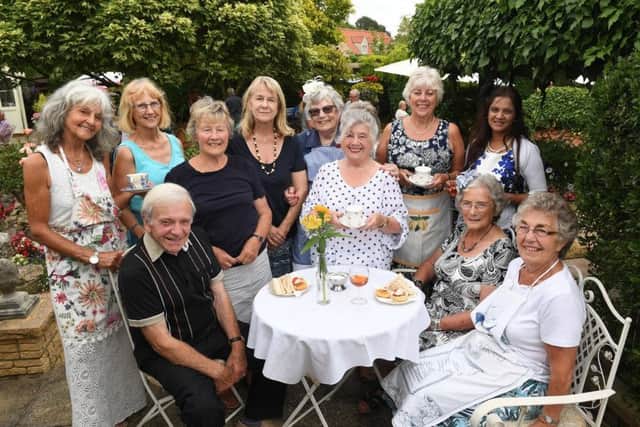 Billingborough Garden Party held by Barry and Betty Foston. l-R Barry Foston, Lizzy Hallam, Liz Hill, Jenny Chapman, Carol Lingard, Ruth Hood, Barbara Taylor, Dawn White, Nalini Wilkins, Betty Foston, Gwen Green. EMN-180723-103737001