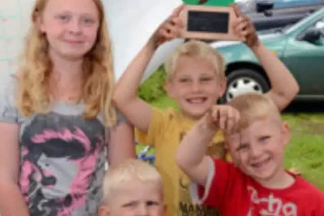 The champions: The Malley family who won the 2012 worm charming title at Woodhall Spa. Pictured are Phoebe (aged 11), Jepherson (3), Jack (9) and William (6). Photo: John Aron. EMN-180719-122133001