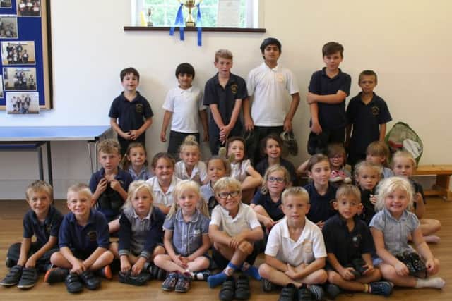 Just some of the children from North Cockerington CofE Primary School getting ready to donate their shoes.
