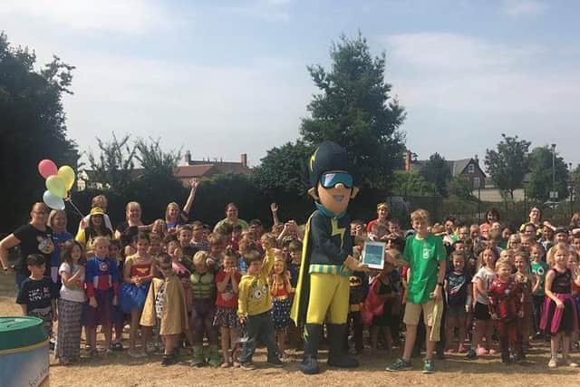 Defibrillator Dan visited Holy Trinity Primary School on Friday.
