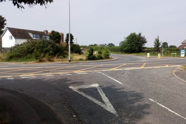 The staggered junction of Accommodation Road and Thimbleby Hill with the A 158 which some residents say is                                                             an accident waiting to happen  during roadworks.