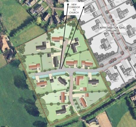 The proposed 14 new homes on land to the north of Julian Bower, Louth.